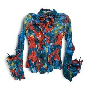 Yigal Azrouel 100% Silk, Sheer Color Splash Blouse